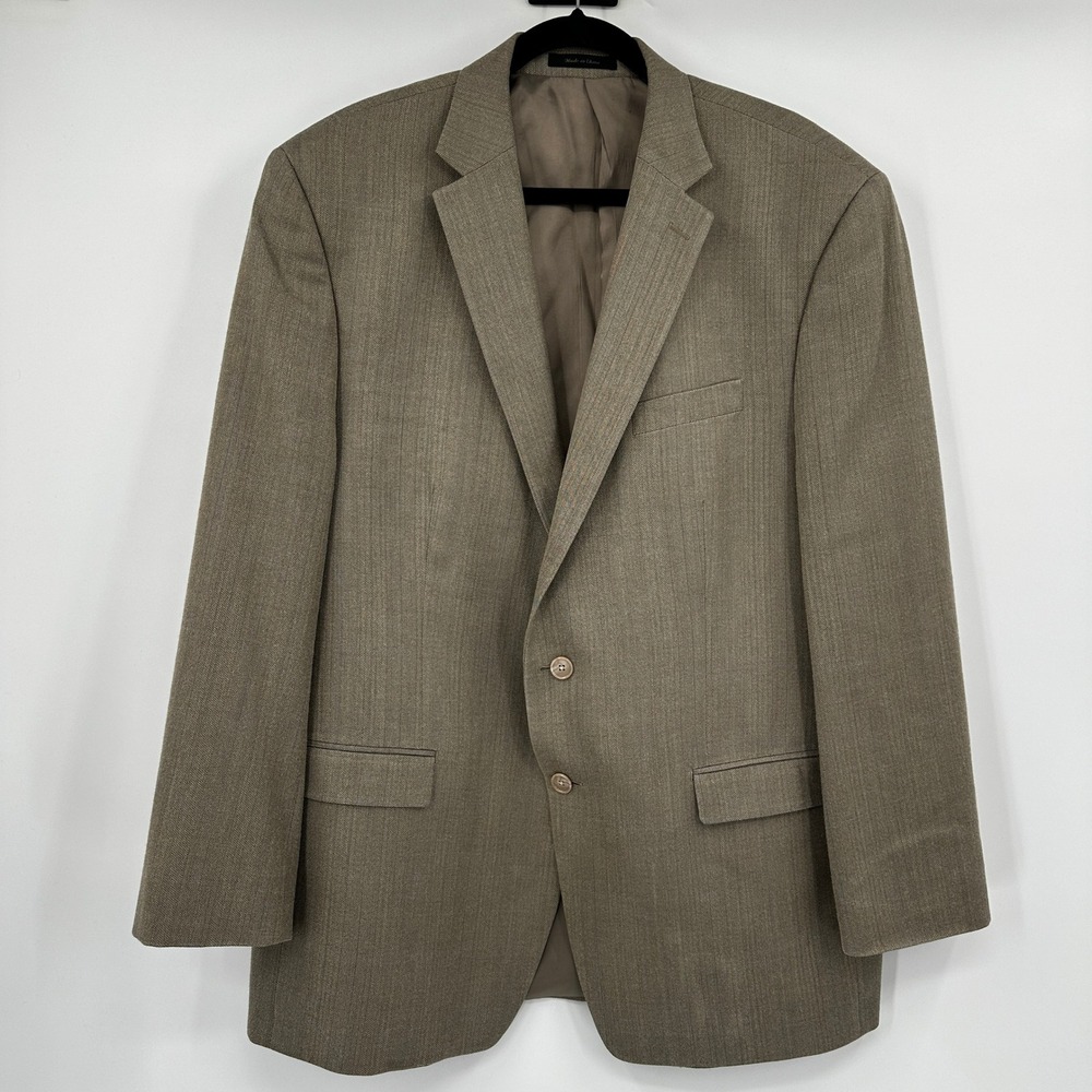 Lauren Ralph Lauren Men 48L Silk Wool Blazer Tan Herringbone Sport Coat 2 Button - Picture 4 of 9